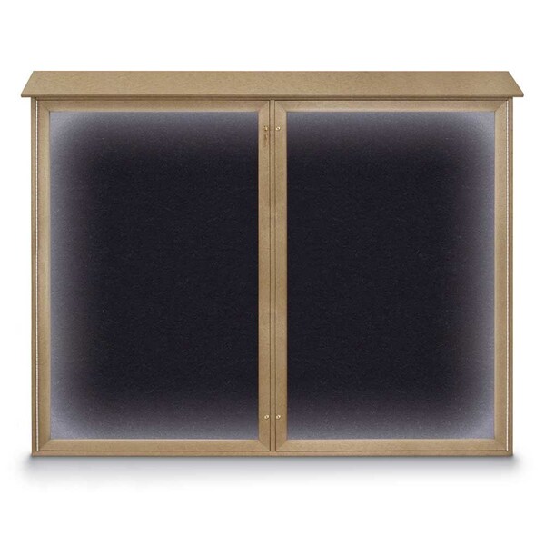 24"x36" 1-Door Enclosed Outdoor Letterboard, Blue Felt/Bronze Alum